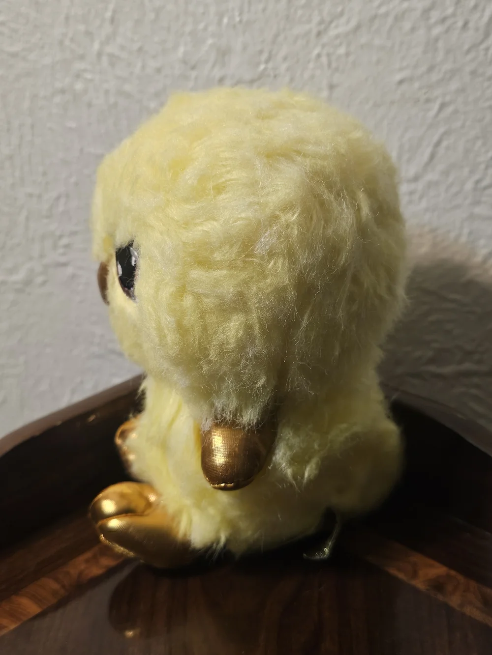 Lush Yellow Fluffy Chick Plush with Metallic Gold Beak & Feet